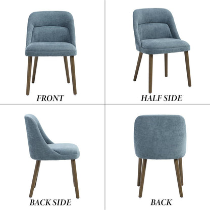 Retro Esszimmerstühle 4er Set mit Chenille-Bezug (Blau)