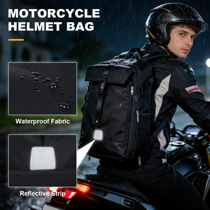 Motorradrucksack Wasserdicht mit Helmfach – Schwarz L