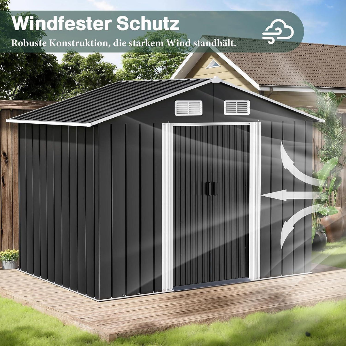 Metall Gerätehaus 196x132x187cm mit Schiebetür
