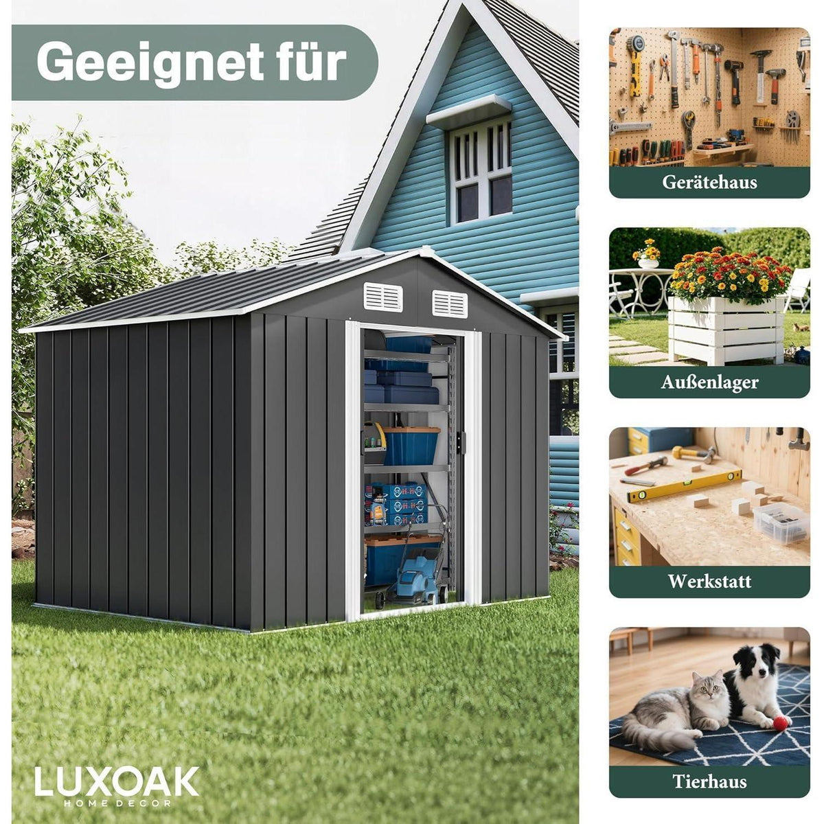 Metall Gerätehaus 196x132x187cm mit Schiebetür
