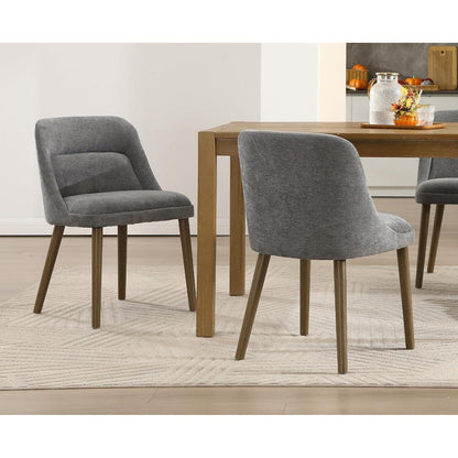 Retro Esszimmerstühle 2er Set Grau mit Chenille-Bezug