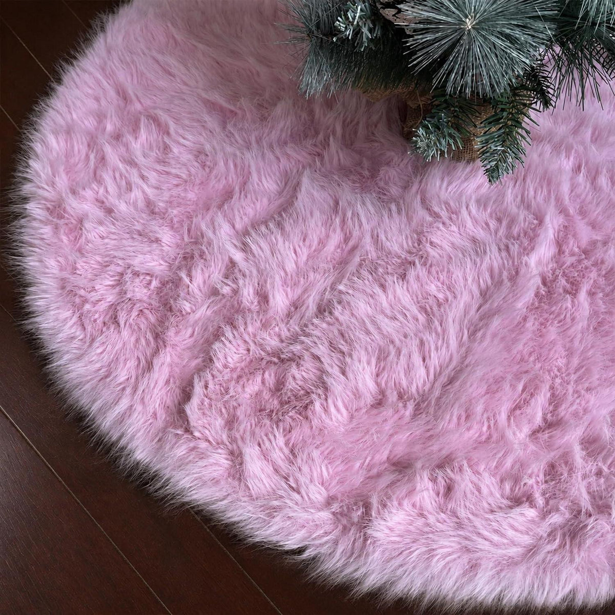 Rosa Plüsch Baumdecke 122cm Flauschige Kunstfell Christbaumdecke