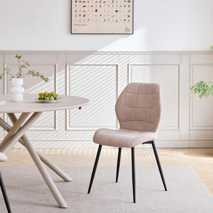 Runde Essgruppe Holzgrau & Beige | Esstisch 115cm + 4 Stühle