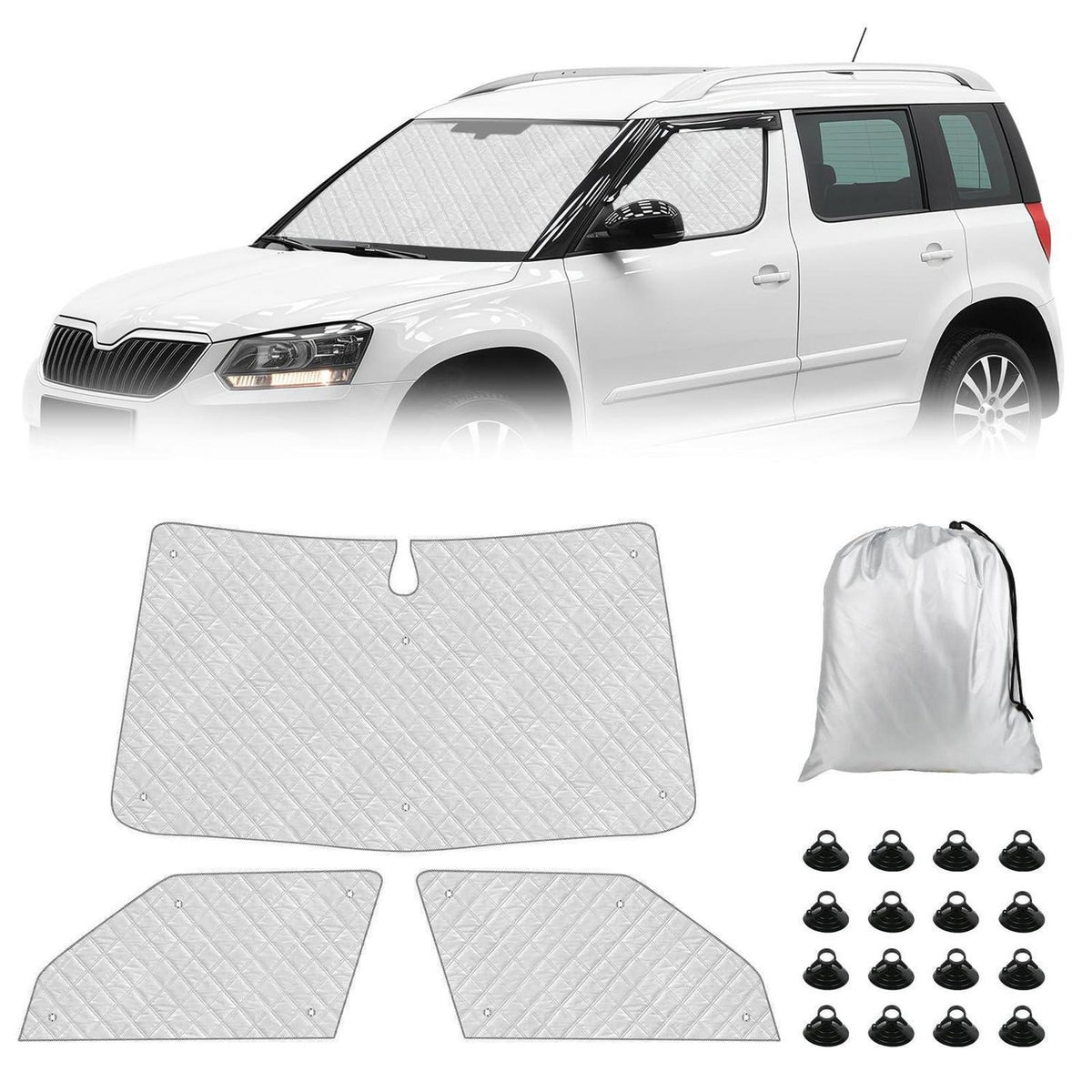 Thermomatte Skoda Yeti 5L 2009-2017 – 3tlg. Sonnenschutz Set