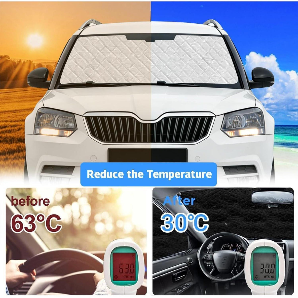 Thermomatte Skoda Yeti 5L 2009-2017 – 3tlg. Sonnenschutz Set