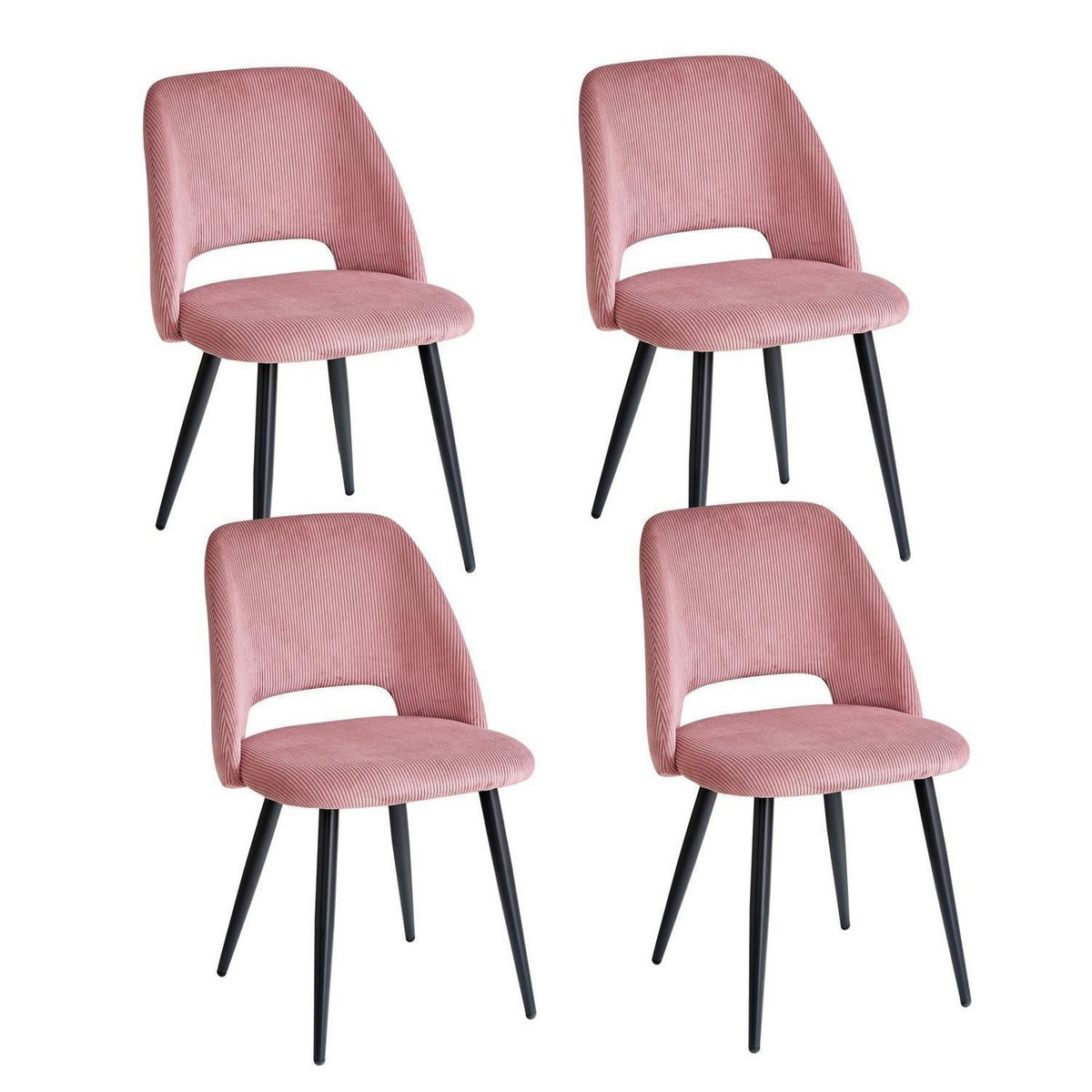 4er-Set Esszimmerstühle mit Cordbezug, Rosa