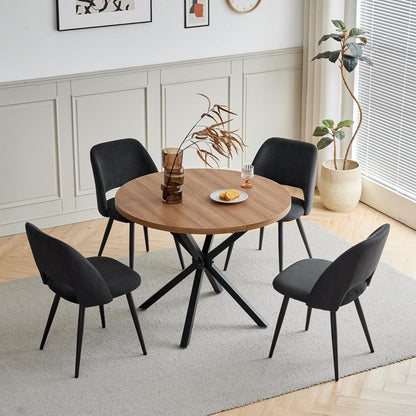 4er-Set Esszimmerstühle mit Cordbezug & Metallbeinen Schwarz