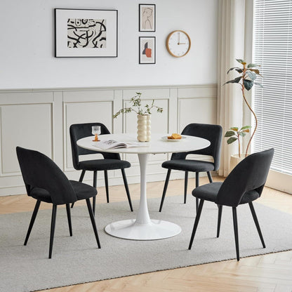 4er-Set Esszimmerstühle mit Cordbezug & Metallbeinen Schwarz