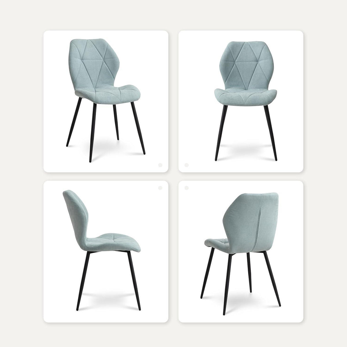 6 Esszimmerstühle Mintgrün, Leinen-Diamantgewebe, gepolstert