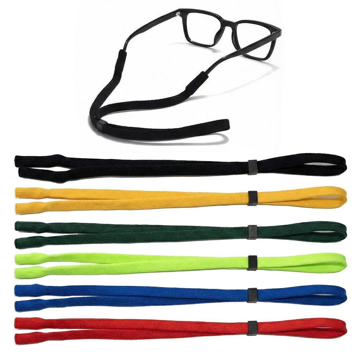 6x Brillenband Sport Verstellbar Damen Herren Schwarz Rot Gelb Blau Grün