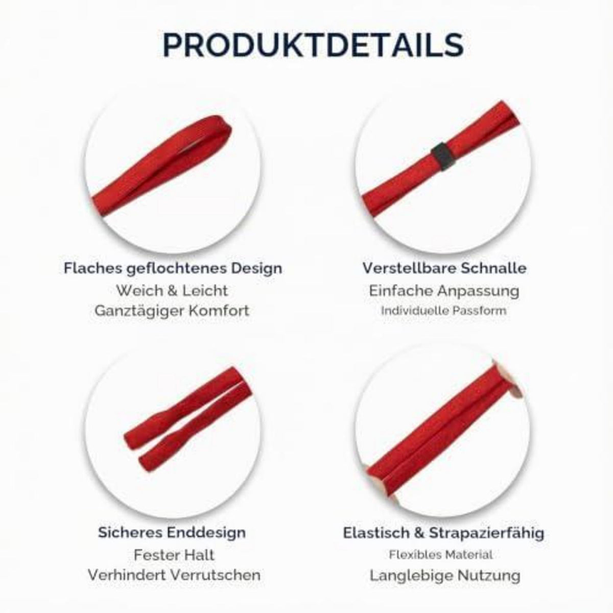 6x Brillenband Sport Verstellbar Damen Herren Schwarz Rot Gelb Blau Grün