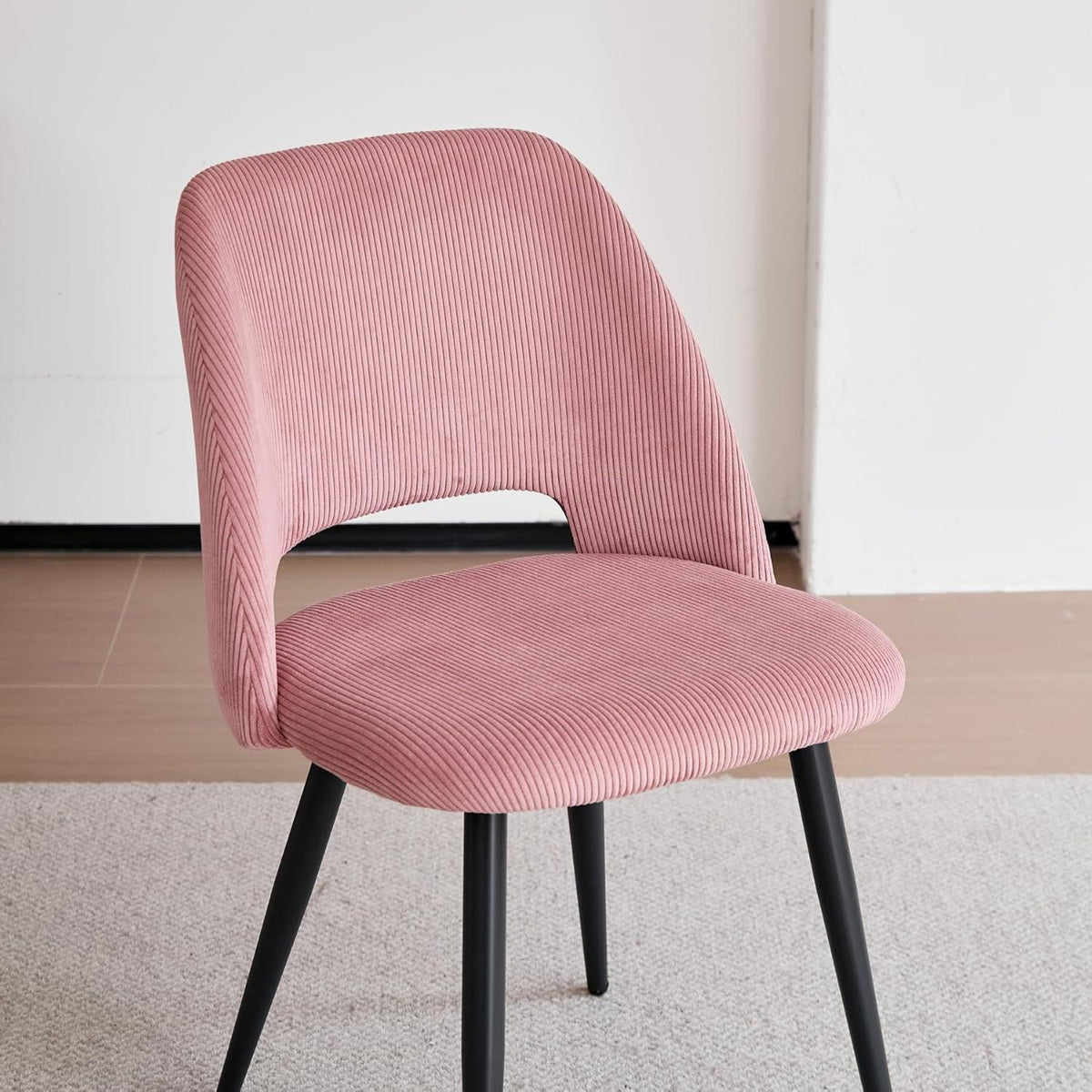 2er-Set Esszimmerstühle mit Cordbezug, Rosa