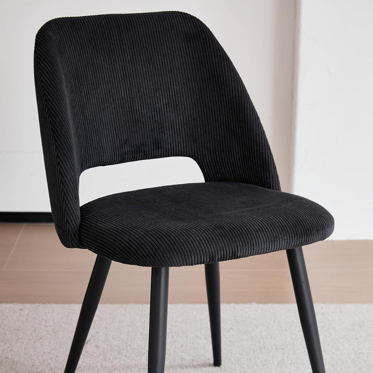 6 Esszimmerstühle mit Cordbezug, Schwarz