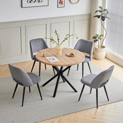 2er-Set Esszimmerstühle Grau, Cordbezug & Metallbeine
