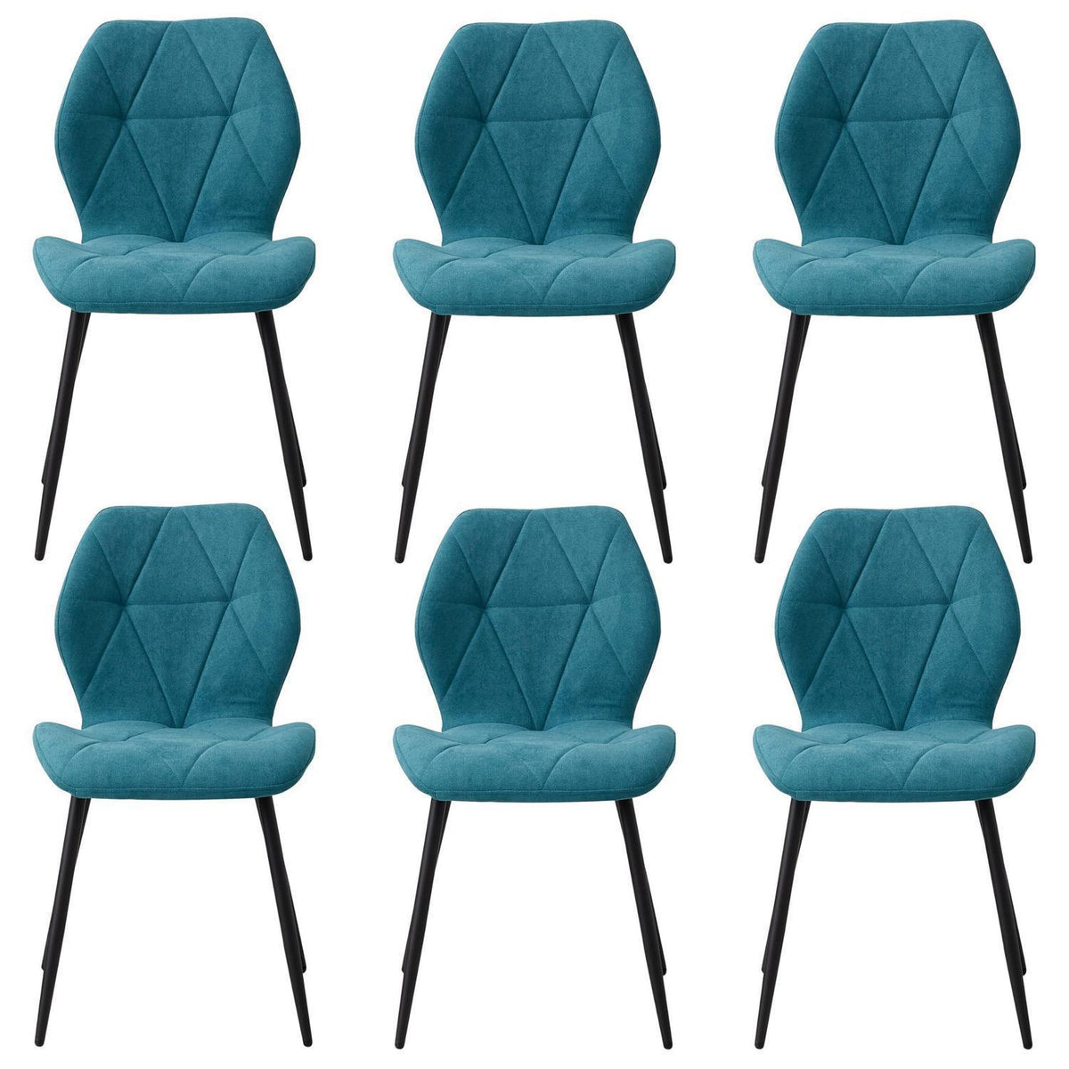 6 Esszimmerstühle Leinenstoff, gepolstert, blau