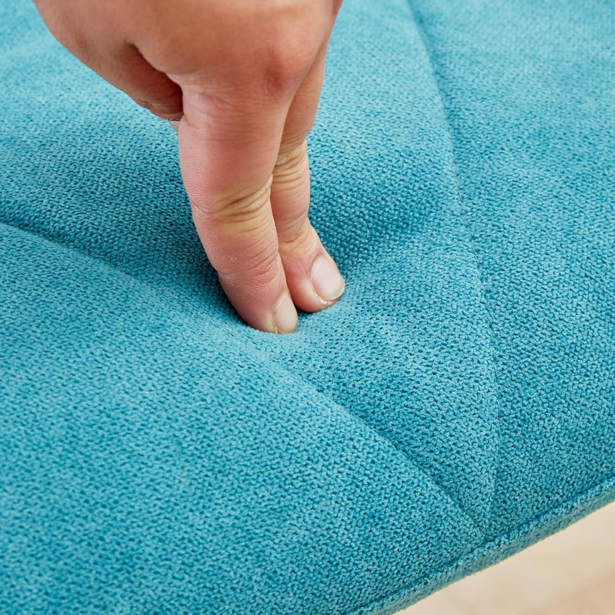6 Esszimmerstühle Leinenstoff, gepolstert, blau