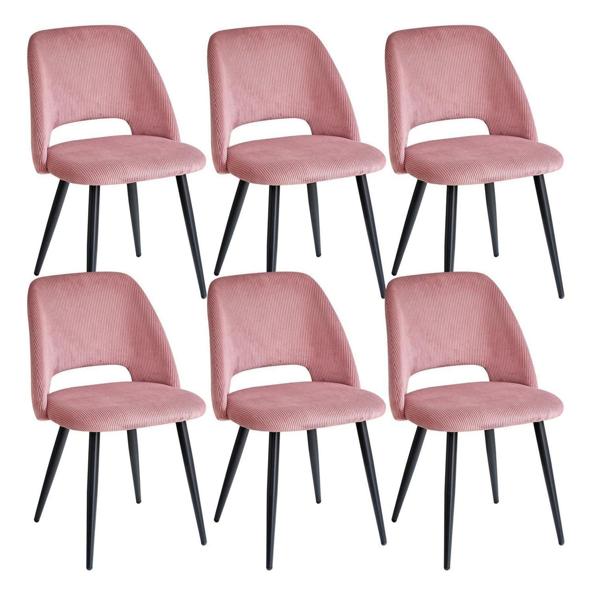 6 Esszimmerstühle mit Cordbezug, Rosa – Bequemer Sitz