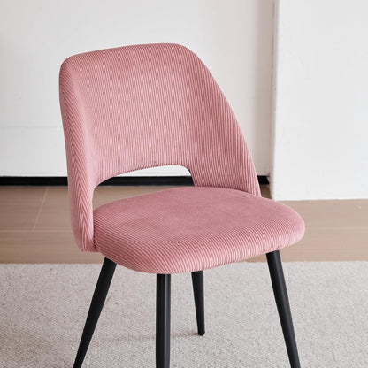 6 Esszimmerstühle mit Cordbezug, Rosa – Bequemer Sitz