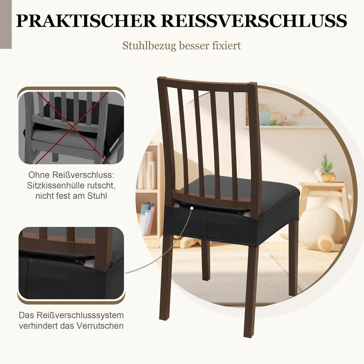 Wasserdichter Stuhlbezug Stretch Schwarz – Schutz für Stühle & Sessel
