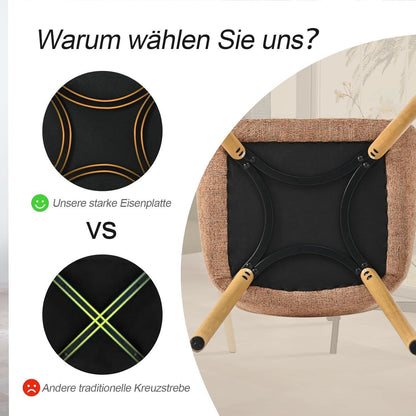 Esszimmerstühle Set 4er Beige Holzbeine mit Armlehne