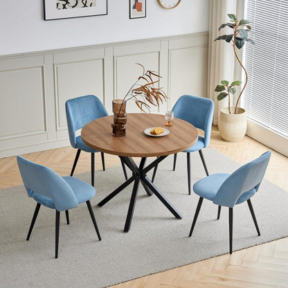 2er-Set Esszimmerstühle mit Cordbezug, Blau