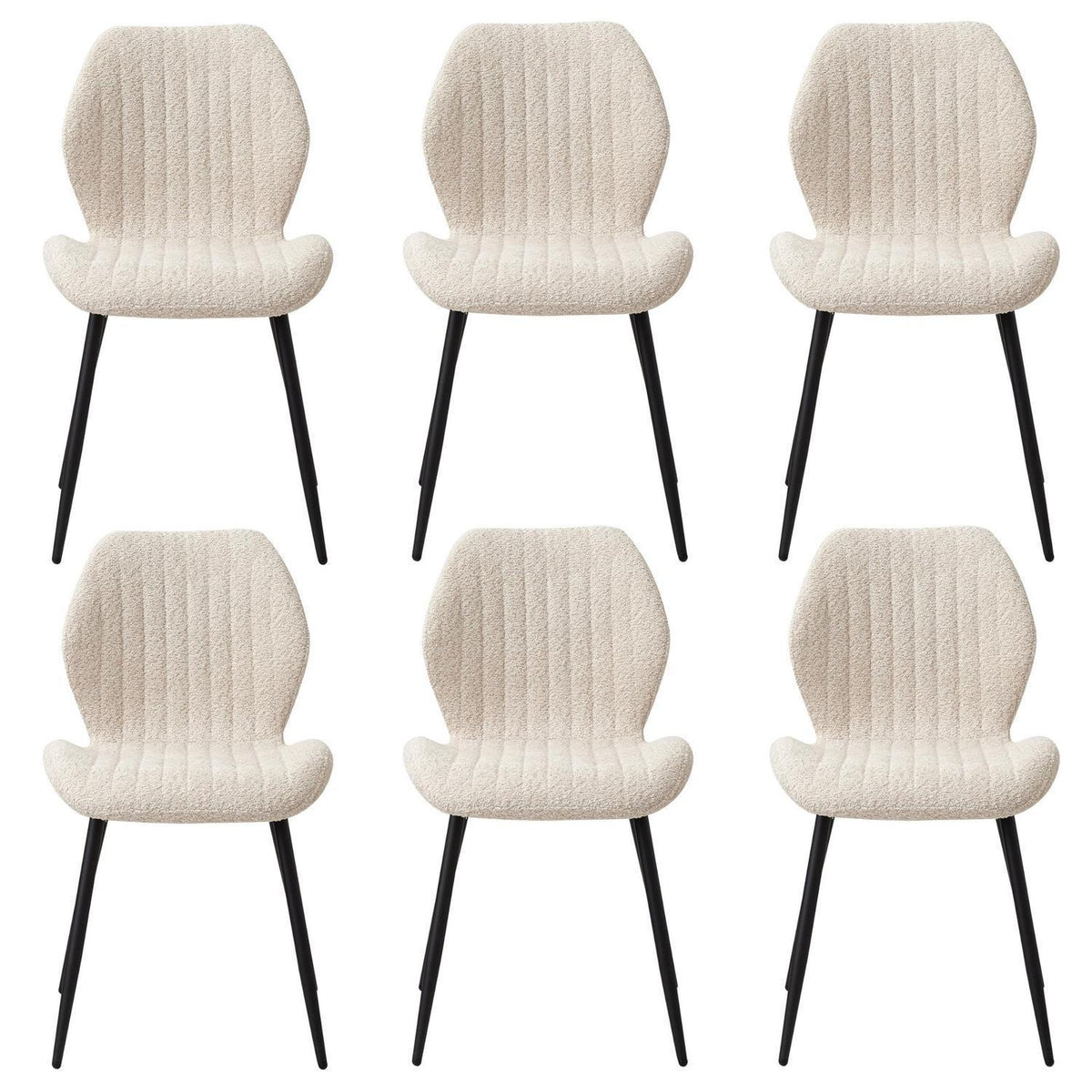 6 Esszimmerstühle Leinen Beige, Metallbeine & Komfortkissen