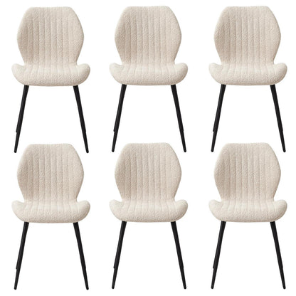 6 Esszimmerstühle Leinen Beige, Metallbeine & Komfortkissen