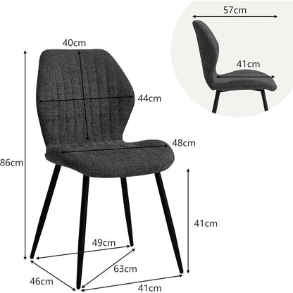 2er-Set Esszimmerstühle Leinen Schwarz, bequeme Sitzkissen