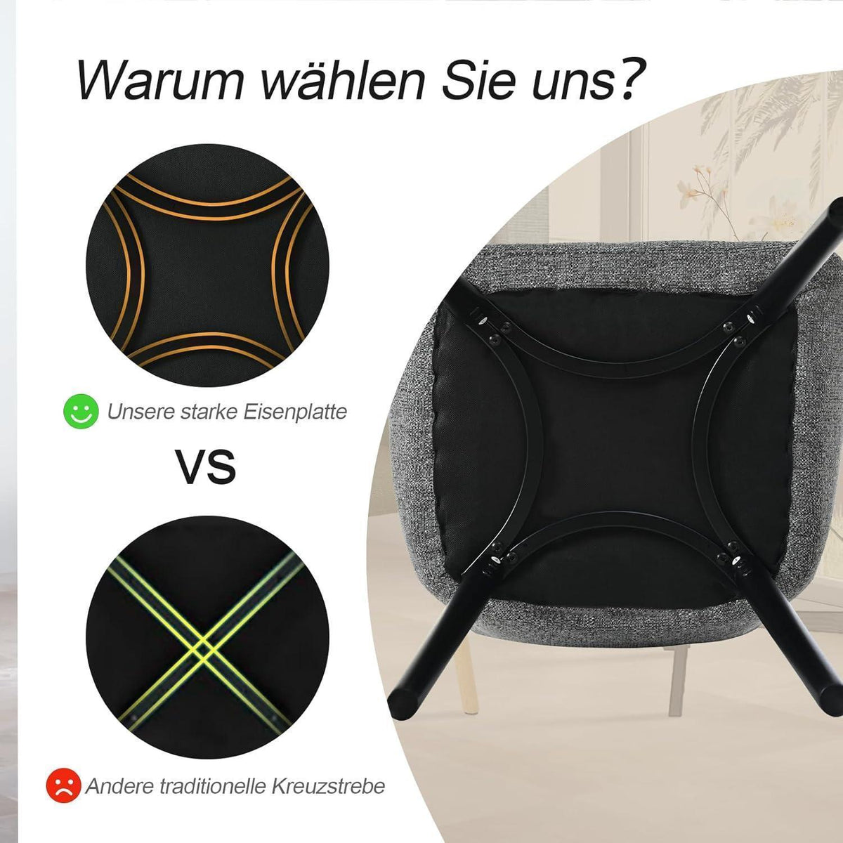 Esszimmerstühle Grau-Samt mit Holzbeinen & Armlehnen 4er Set
