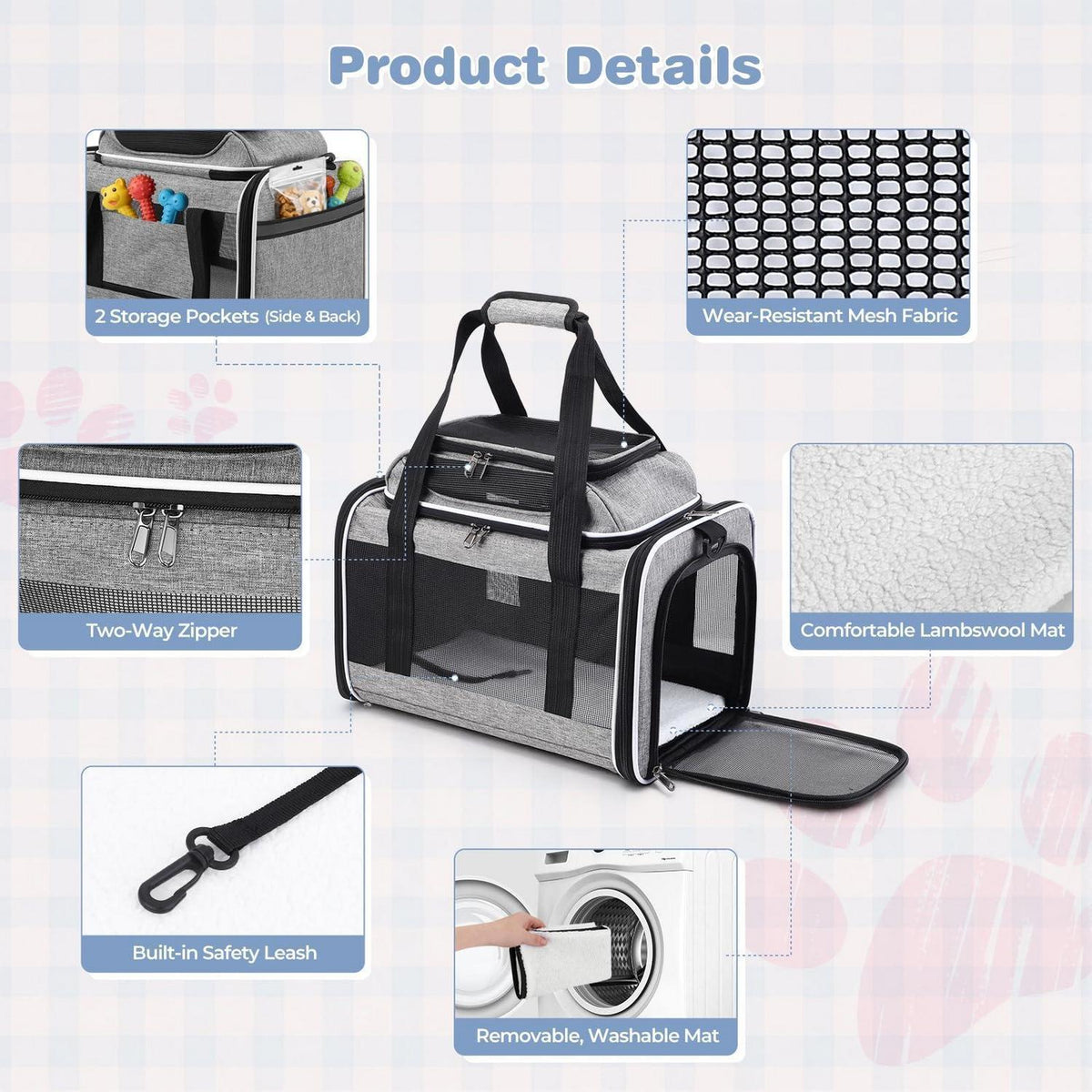 Faltbare Katzen Transportbox mit Mesh & Matte – Bis 9kg