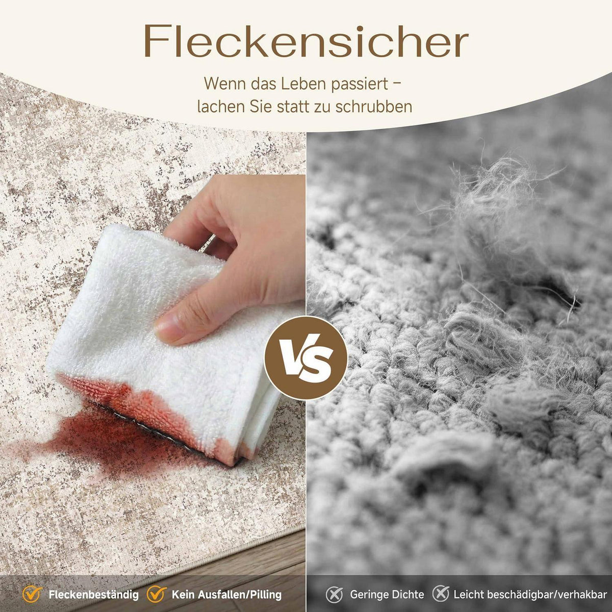 Abstrakt Braun Wohnzimmer Teppich 240x300cm Waschbar Rechteckig