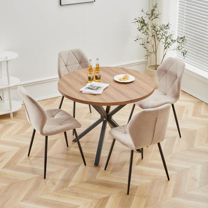6 Esszimmerstühle Leinen-Diamant Beige, Gepolstert & Komfortabel