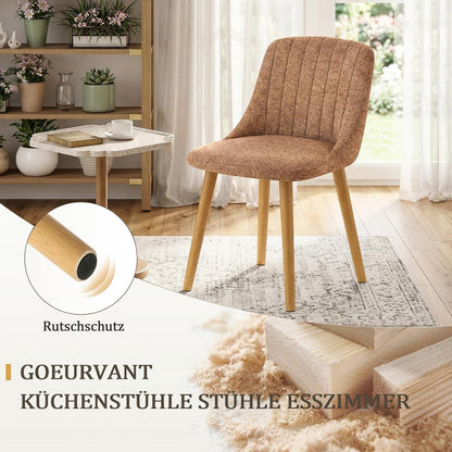 Braune Samt Esszimmerstühle 4er Set mit Holzbeinen