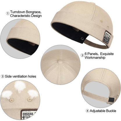Herren Docker Cap Baumwolle – Verstellbare Seemannsmütze Beige
