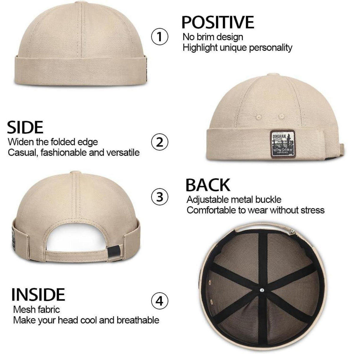 Herren Docker Cap Baumwolle – Verstellbare Seemannsmütze Beige