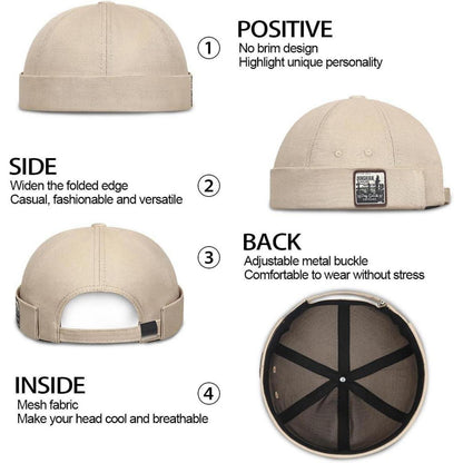 Herren Docker Cap Baumwolle – Verstellbare Seemannsmütze Beige