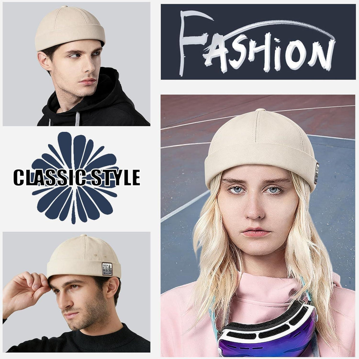 Herren Docker Cap Baumwolle – Verstellbare Seemannsmütze Beige
