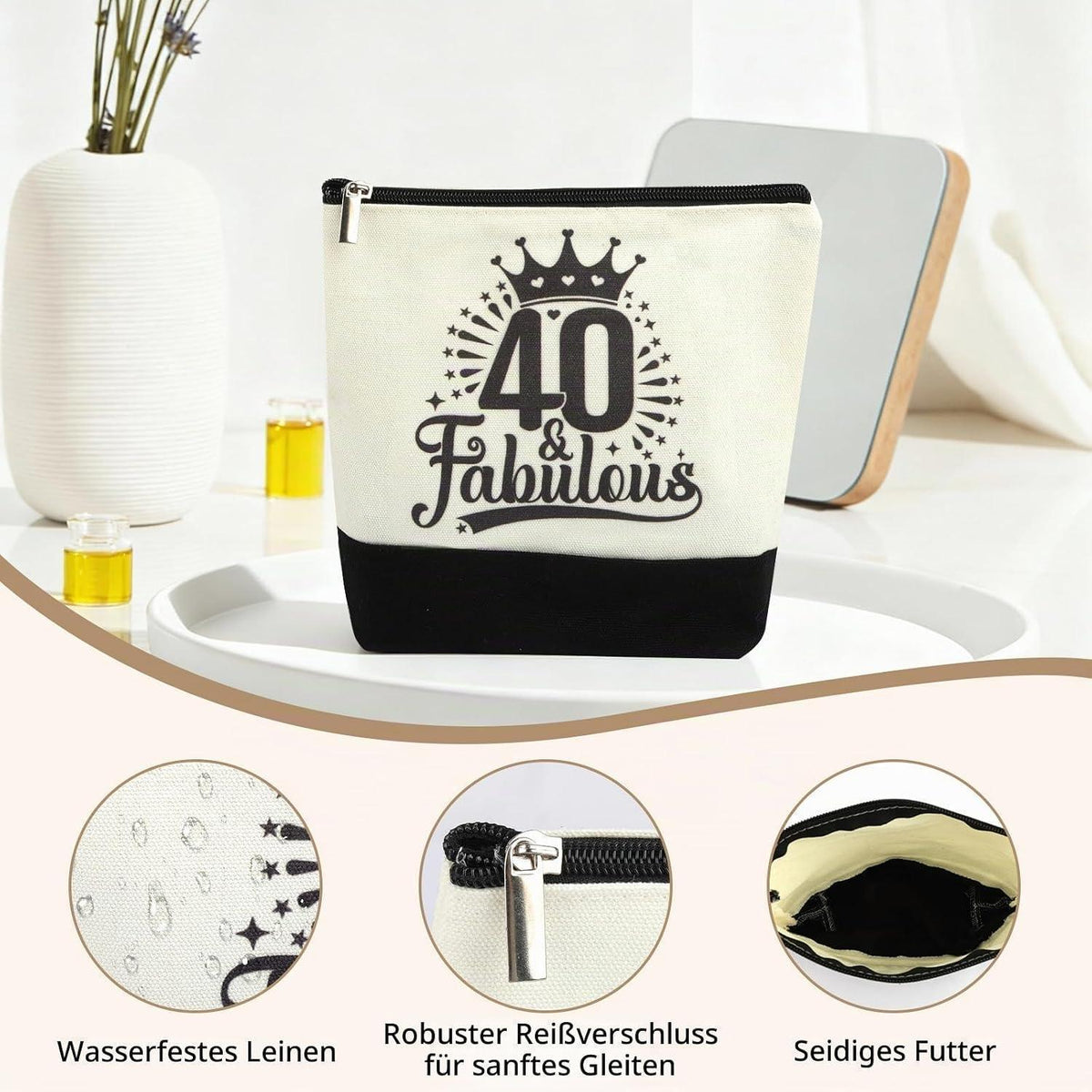 40. Geburtstag Geschenkset Vintage 1986 Canvas Tasche & Kosmetiktasche