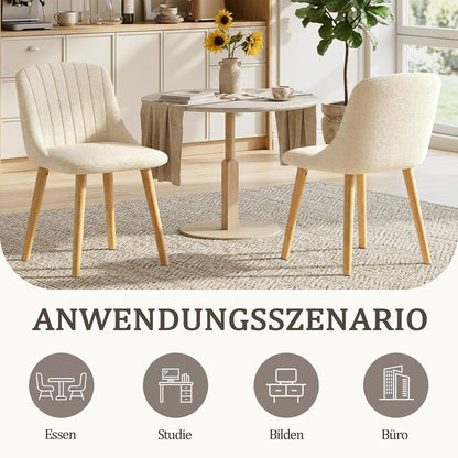 Esszimmerstühle Set 4er – Weißer Samtstuhl mit Holzbeinen
