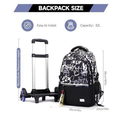 Schulrucksack mit Rollen für Jungen – Höhenverstellbar & Wasserdicht