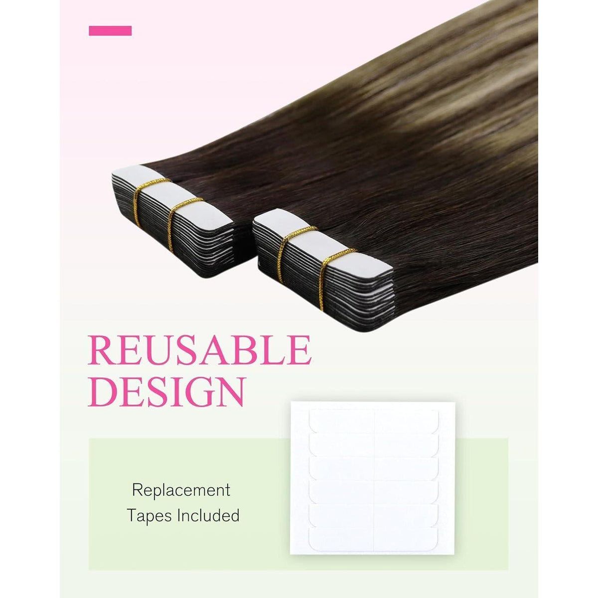 Echthaar Tape Extensions Dunkelbraun Ombre 60 cm