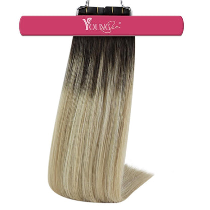 Echthaar Tape Extensions Dunkelbraun Ombre 60 cm