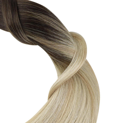 Echthaar Tape Extensions Dunkelbraun Ombre 60 cm