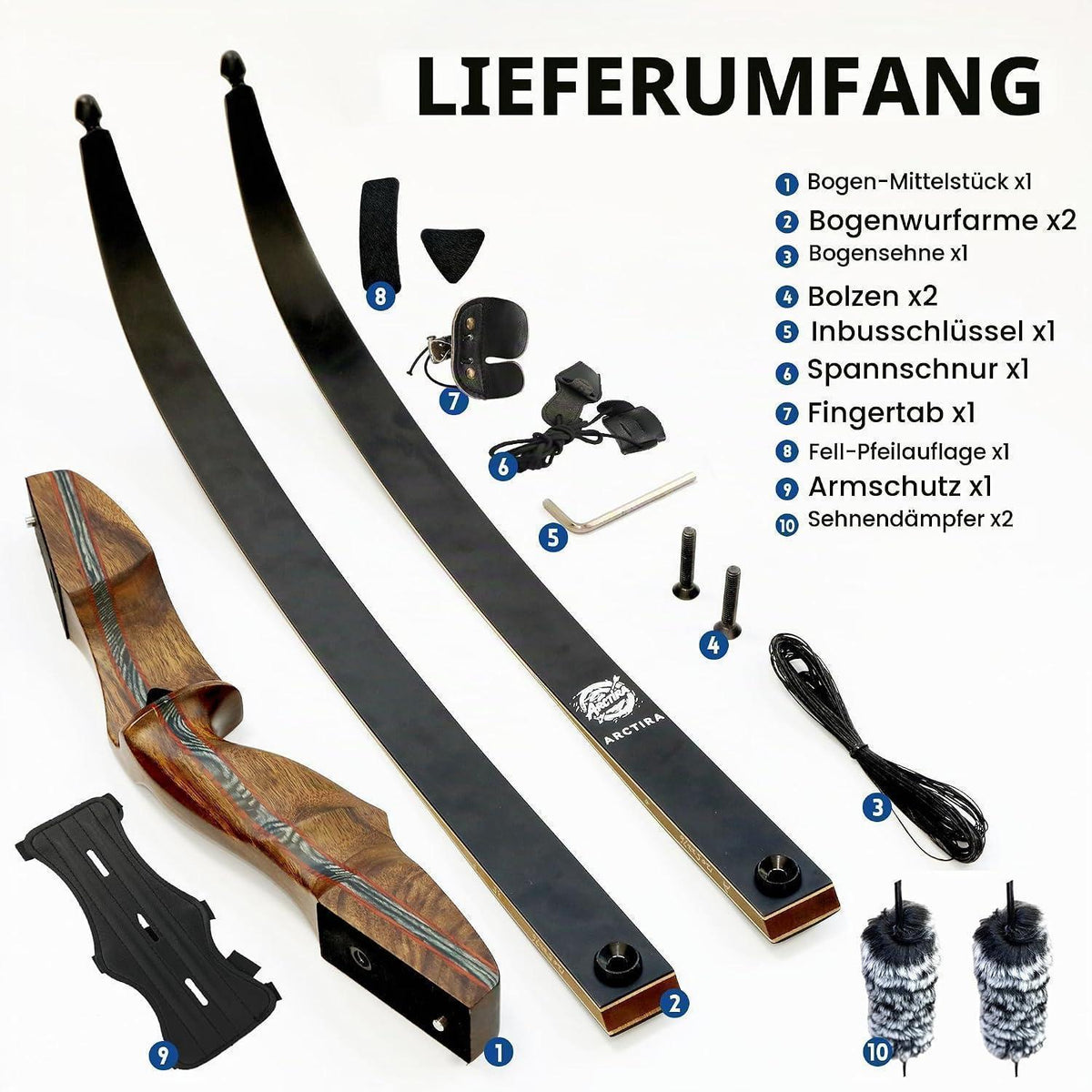Recurve Bogen Takedown 50lbs – Set für Anfänger & Profis