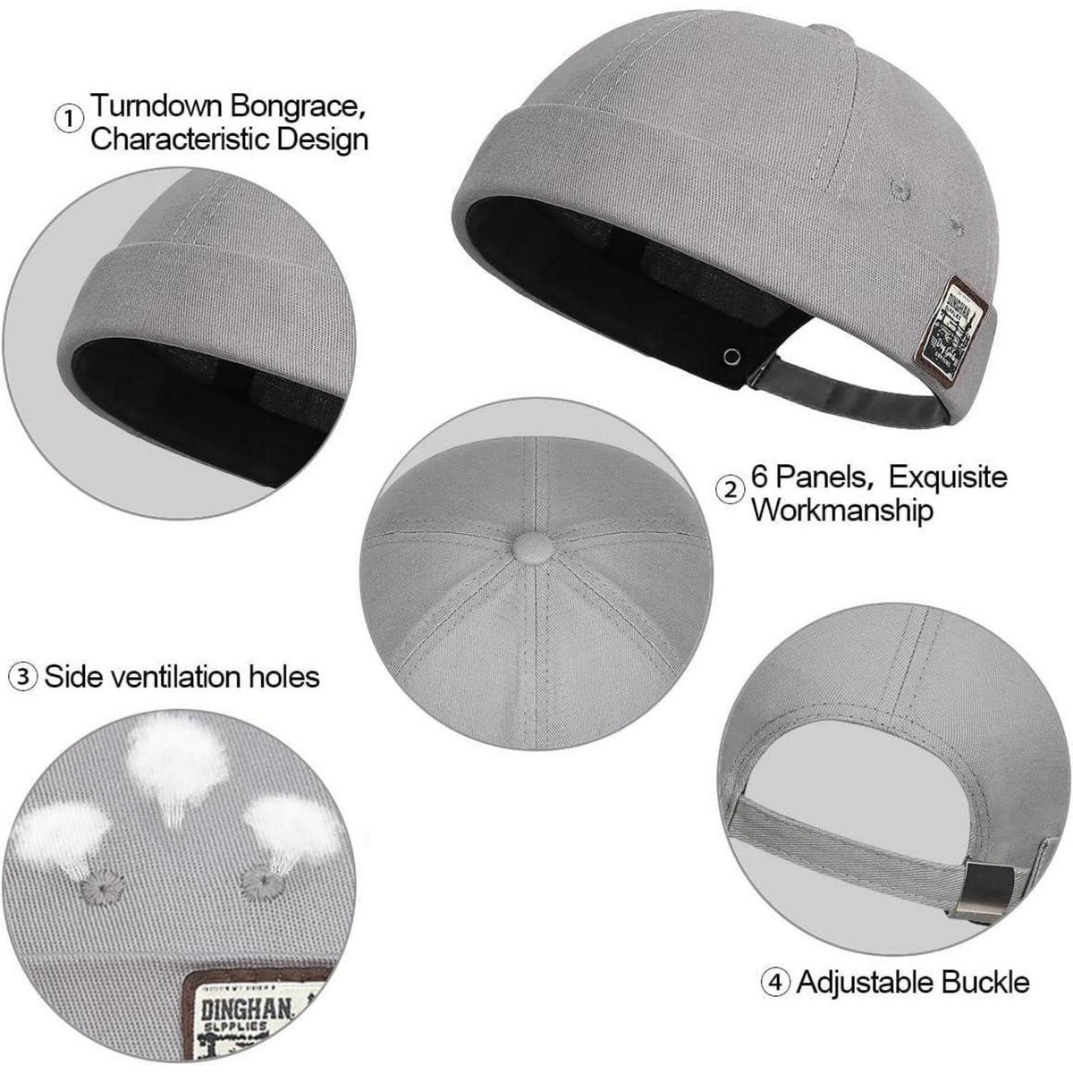 Herren Docker Cap Baumwolle – Verstellbare Seemannsmütze Grau