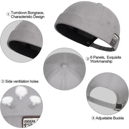 Herren Docker Cap Baumwolle – Verstellbare Seemannsmütze Grau