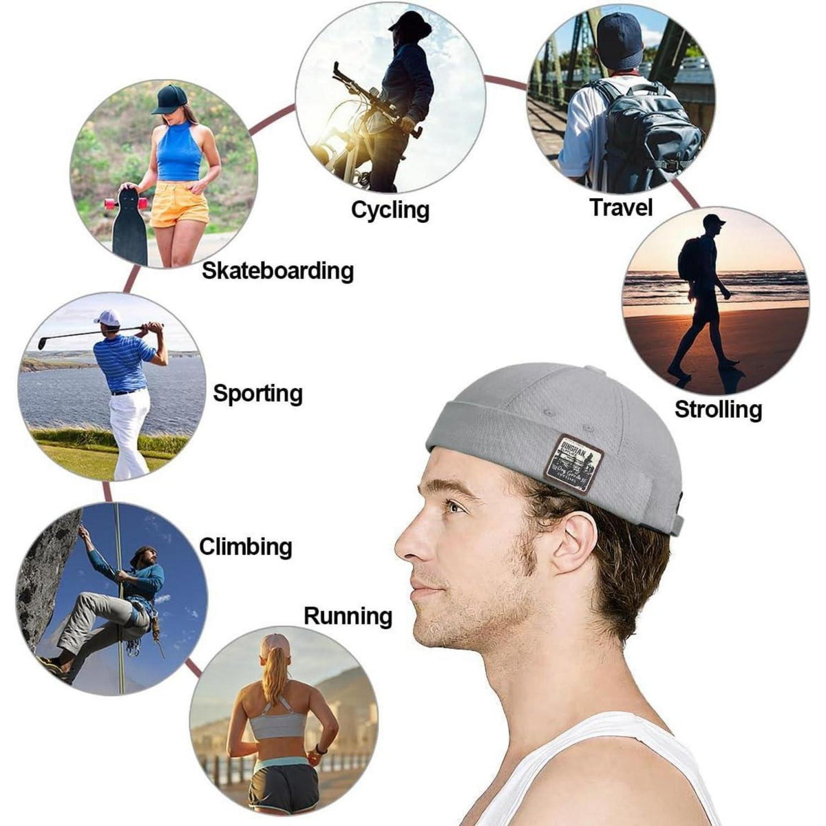 Herren Docker Cap Baumwolle – Verstellbare Seemannsmütze Grau