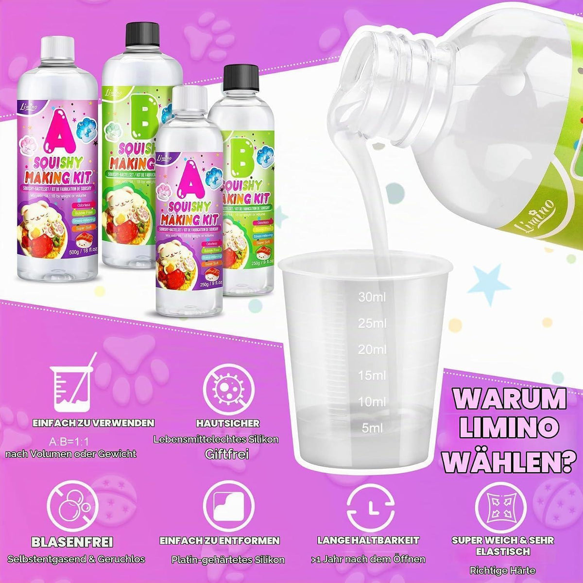 Flüssigsilikon Set für Taba Squishy - 500g Weiß