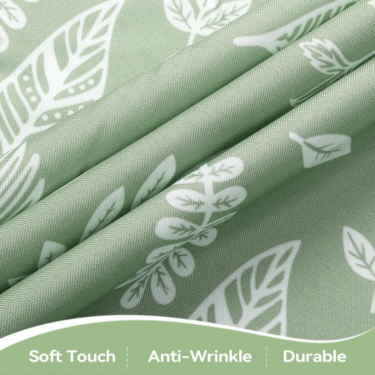 Runde Tischdecke 152 cm Blätter-Design Salbeigrün Frühling Sommer