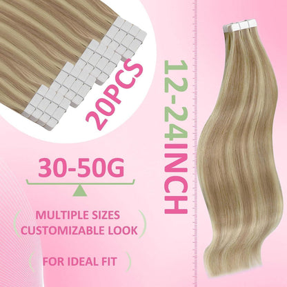 Echthaar Tape Extensions Blond 55cm (50g) 16/22